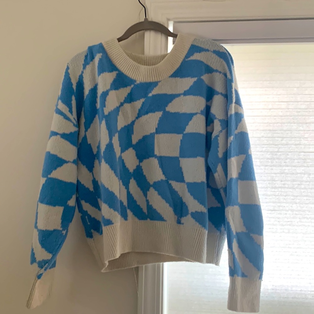 Warped Checkered Design Sweater